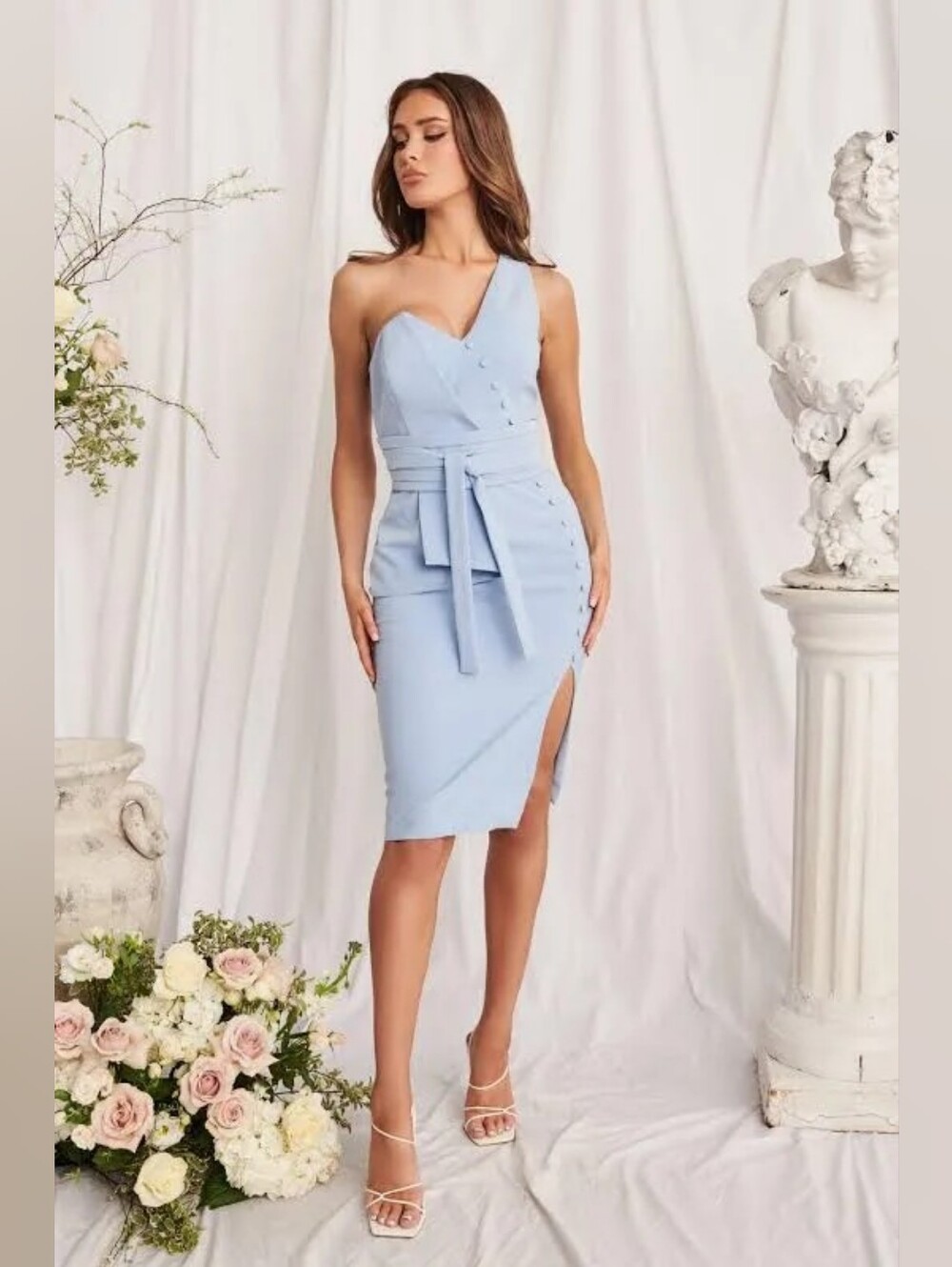 Lavish Alice Origami Cornflower Blue Midi Dress NWT